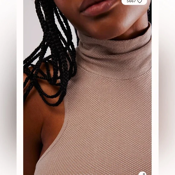 Free People Always Ready Seamless Turtleneck Tank in Mocha Meringue Retail $40 - Picture 3 of 3